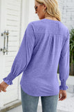 WOMEN V NECK FITTED RUFFLE SLEEVE OVERSIZED TOP - Doublju