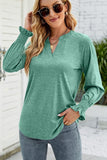 WOMEN V NECK FITTED RUFFLE SLEEVE OVERSIZED TOP - Doublju