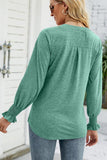 WOMEN V NECK FITTED RUFFLE SLEEVE OVERSIZED TOP - Doublju