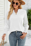 WOMEN V NECK FITTED RUFFLE SLEEVE OVERSIZED TOP - Doublju