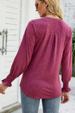 WOMEN V NECK FITTED RUFFLE SLEEVE OVERSIZED TOP - Doublju