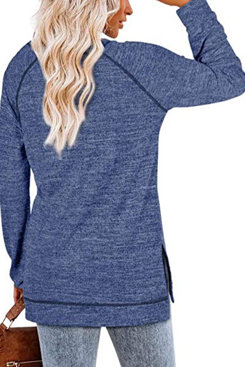 WOMEN OVERSIZED SIDE SLIT PULLOVER TOP