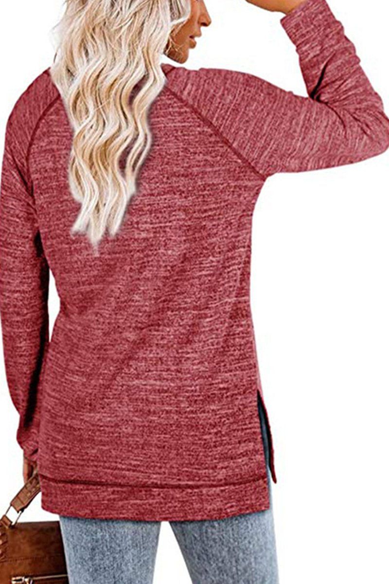 WOMEN OVERSIZED SIDE SLIT PULLOVER TOP