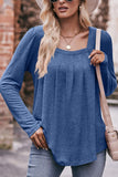 SQUARE NECK PLEATED LONG SLEEVED TOP