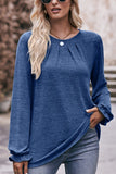 WOMEN OVERSIZED LOOSE FIT SHIRRED PULLOVER TOP