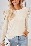 CREW NECK PUFF SLEEVE BLOUSE TEE FOR WOMEN