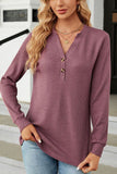 WOMEN BUTTON NECK KNITTED DAILY TOP