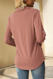 WOMEN COLLARED V NECK BASIC BLOUSE TOP