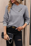 WOMEN PATCHWORK BUTTON DETAILED LONG SLEEVE TEE