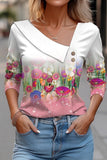 WOMEN MULTI PATTERNED LONG SLEEVE DANDY TEE SHIRT