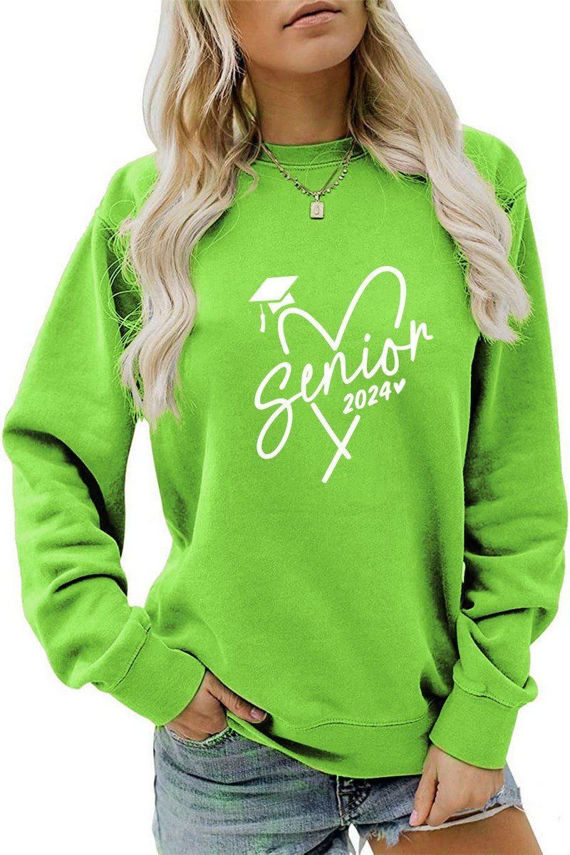 WOMEN CASUAL PRINT LONG SLEEVE CREW NECK PULLOVER