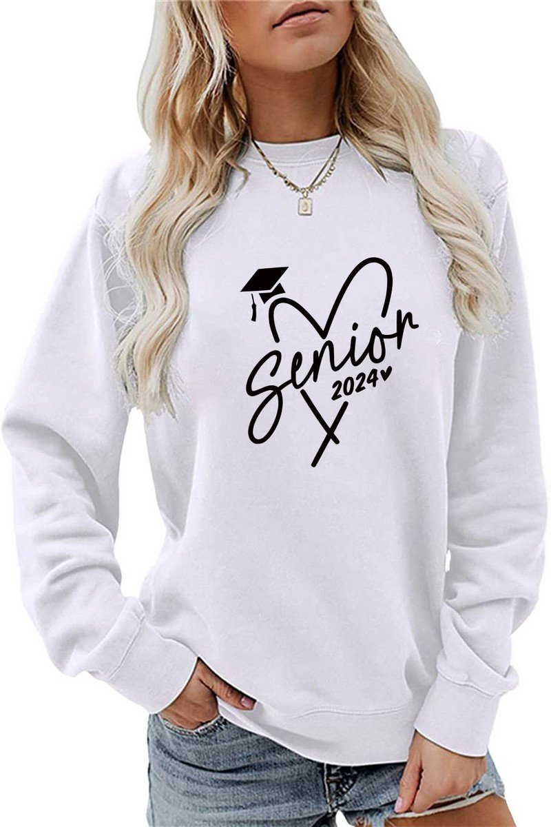 WOMEN CASUAL PRINT LONG SLEEVE CREW NECK PULLOVER