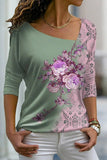 WOMEN ELEGANT FLORAL PRINTING LONG SLEEVE T SHIRT