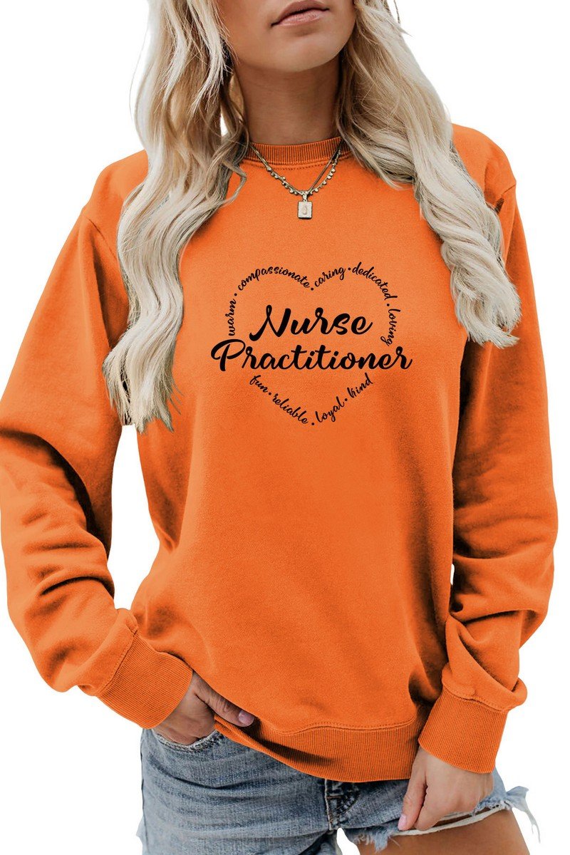 WOMEN NURSE PRACTITIONER PRINTED LONG SLEEVED TOP