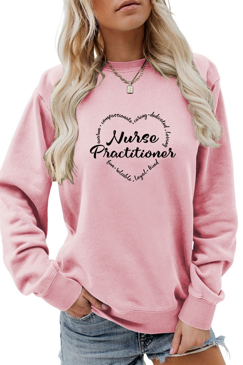 WOMEN NURSE PRACTITIONER PRINTED LONG SLEEVED TOP