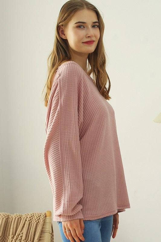 LOOSE FIT SOFT SWEATER KNIT TOP RAW DETAILED - Doublju