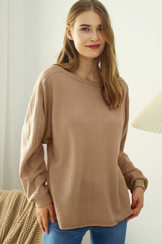 LOOSE FIT SOFT SWEATER KNIT TOP RAW DETAILED - Doublju