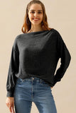 BOAT NECK PULLOVER SWEATER KNIT TOP WITH RAW SEAM - Doublju