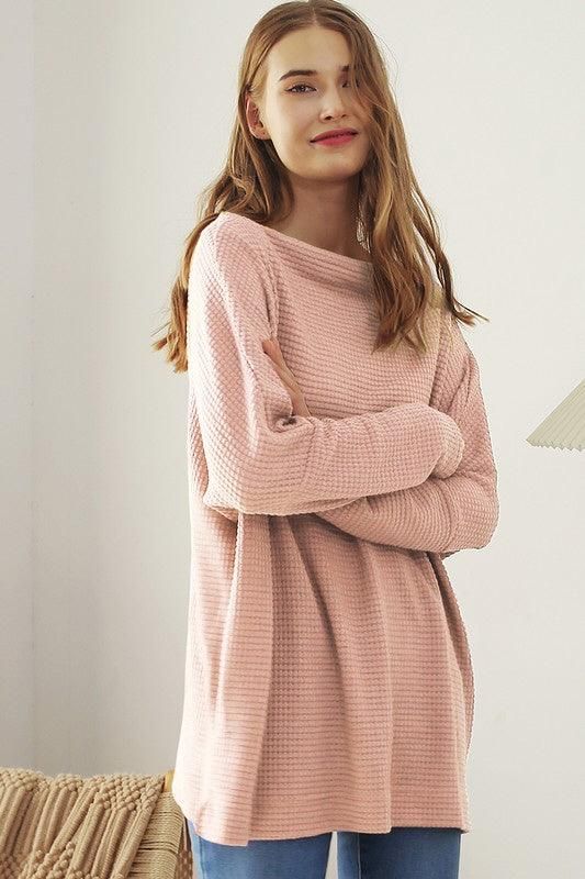 BOAT NECK BATWING SLEEVE PULLOVER SWEATER KNIT TOP - Doublju