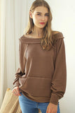 BOAT NECK POCKETED PULLOVER SWEATER KNIT TOP - Doublju