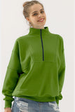 HALF ZIP UP SWEATSHIRT WITH KANGAROO POCKET - Doublju