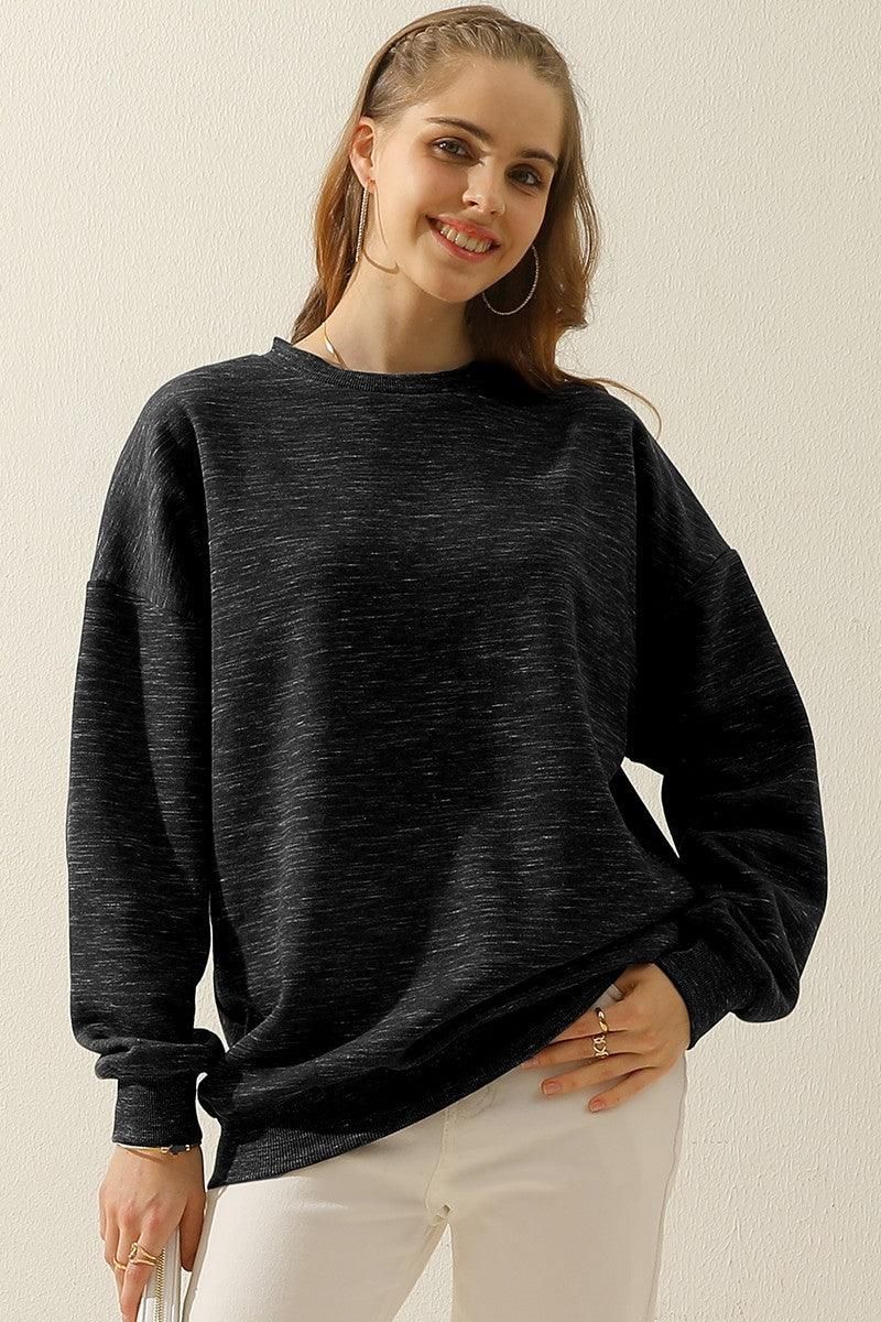 CREW NECK LONG SLEEVE PULLOVER TOPS SWEATSHIRT - Doublju