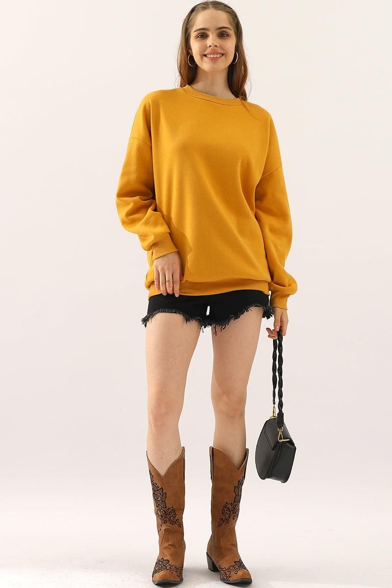 CREW NECK LONG SLEEVE PULLOVER TOPS SWEATSHIRT - Doublju