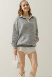 BOTTON COLLAR SWEATSHIRT WITH KANGAROO POCKET - Doublju