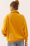 BOTTON COLLAR SWEATSHIRT WITH KANGAROO POCKET - Doublju