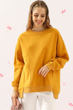 LONG SLEEVE ROUND NECK CUT HEM SWEATSHIRT - Doublju
