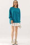 LONG SLEEVE ROUND NECK CUT HEM SWEATSHIRT - Doublju
