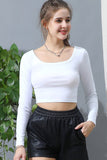 LONG SLEEVE ROUND NECK CROP CASUAL TOP