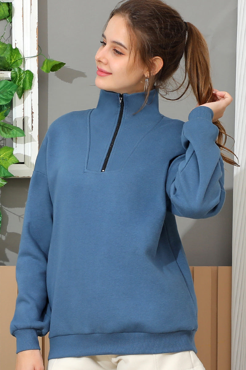 LONG SLEEVE ZIP UP HIGH NECK CASUAL PULLOVER ANORAK