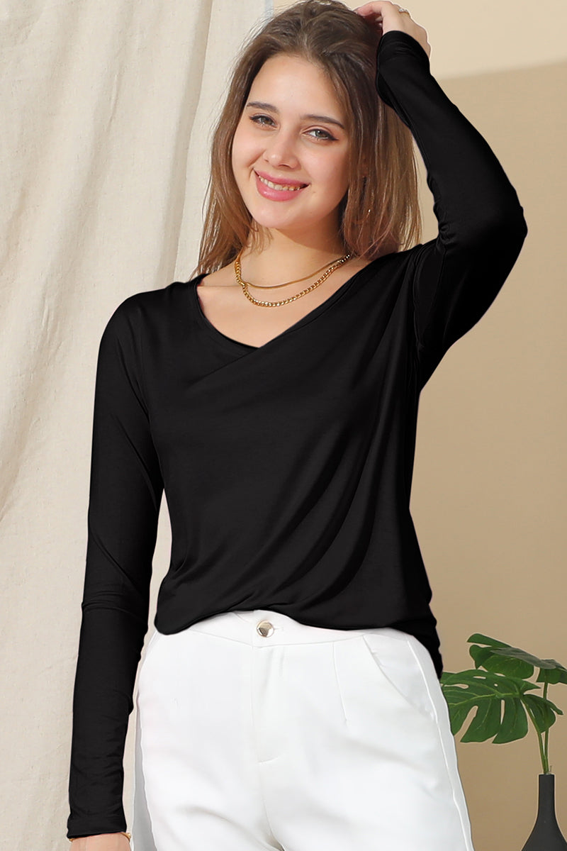 LONG SLEEVE ROUND NECK TUNIC CASUAL T SHIRT