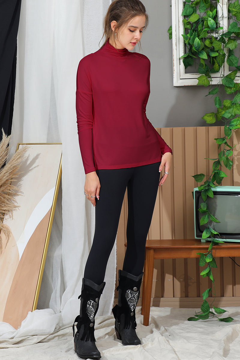 LONG SLEEVE TURTLE NECK TUNIC CASUAL TOP
