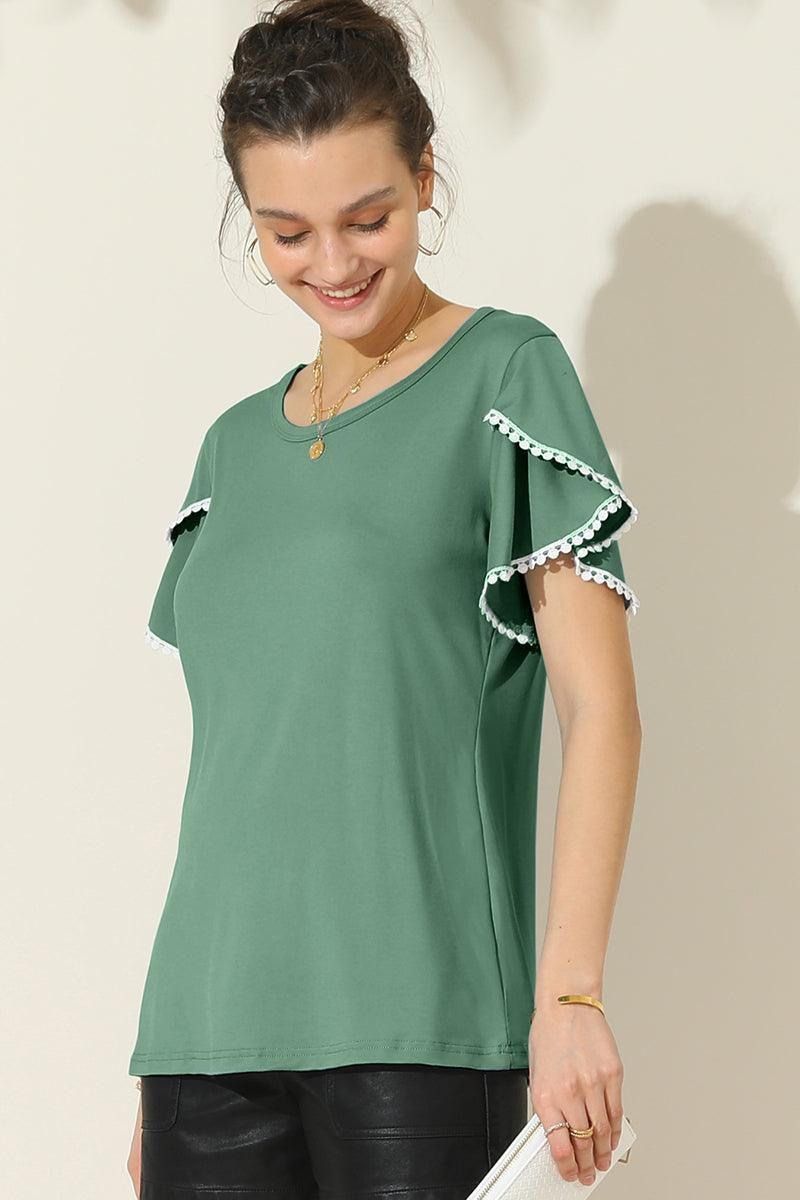 DOUBLE LAYERED SHORT SLEEVE CASUAL TOP - Doublju