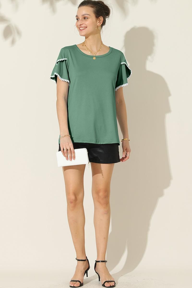 DOUBLE LAYERED SHORT SLEEVE CASUAL TOP - Doublju