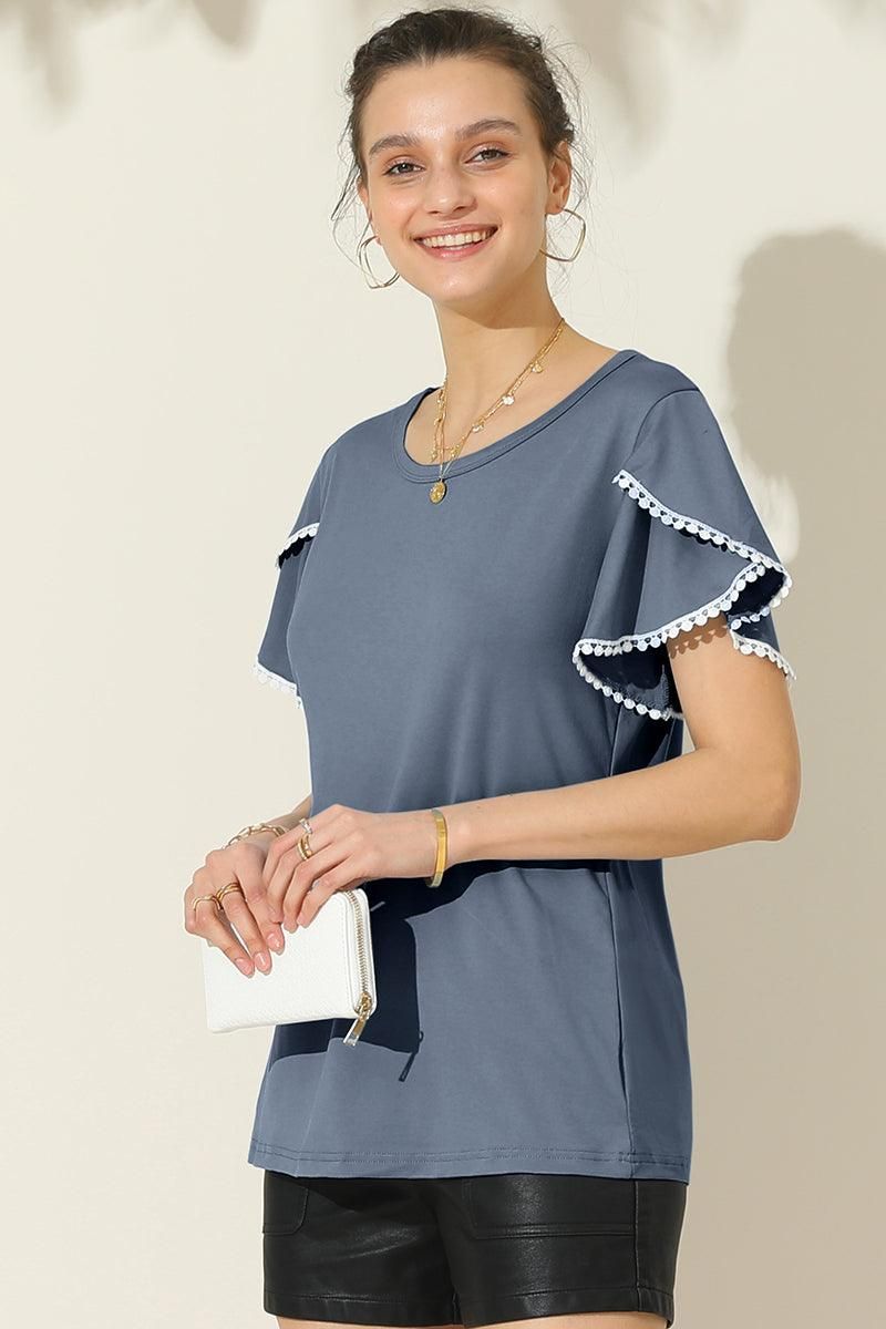 DOUBLE LAYERED SHORT SLEEVE CASUAL TOP - Doublju