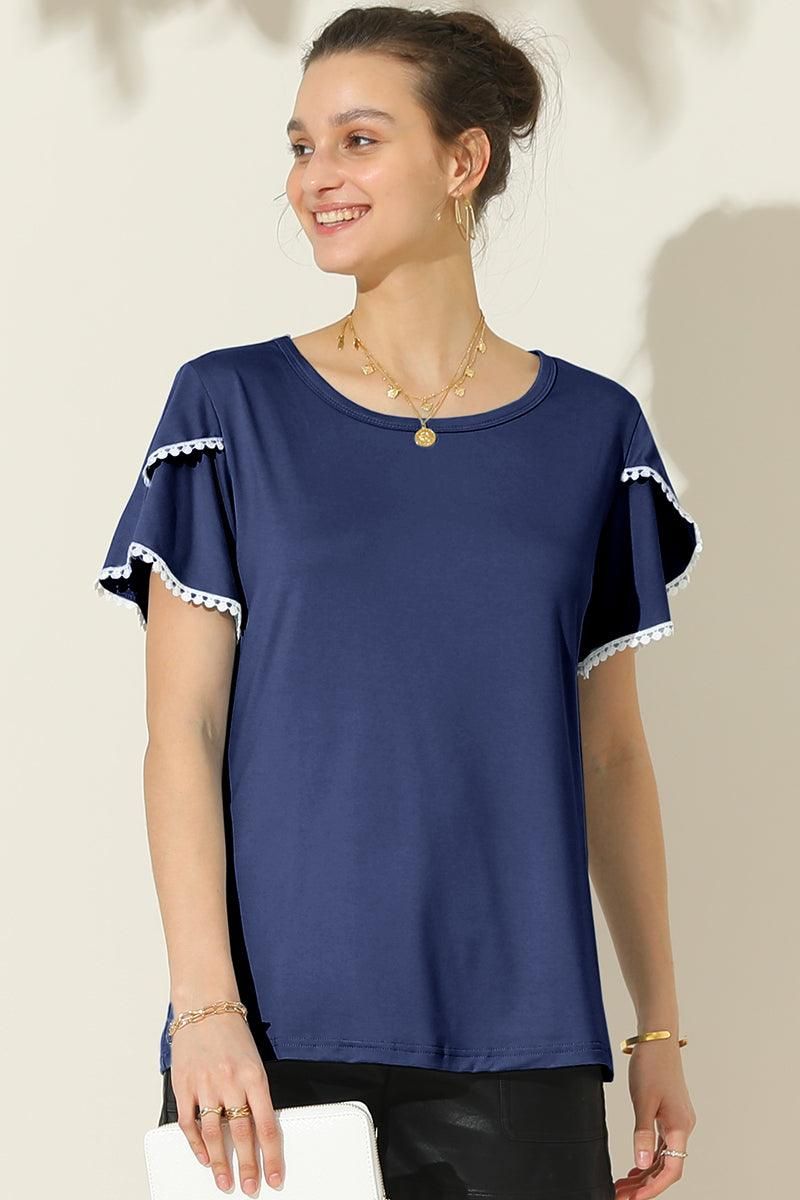 DOUBLE LAYERED SHORT SLEEVE CASUAL TOP - Doublju