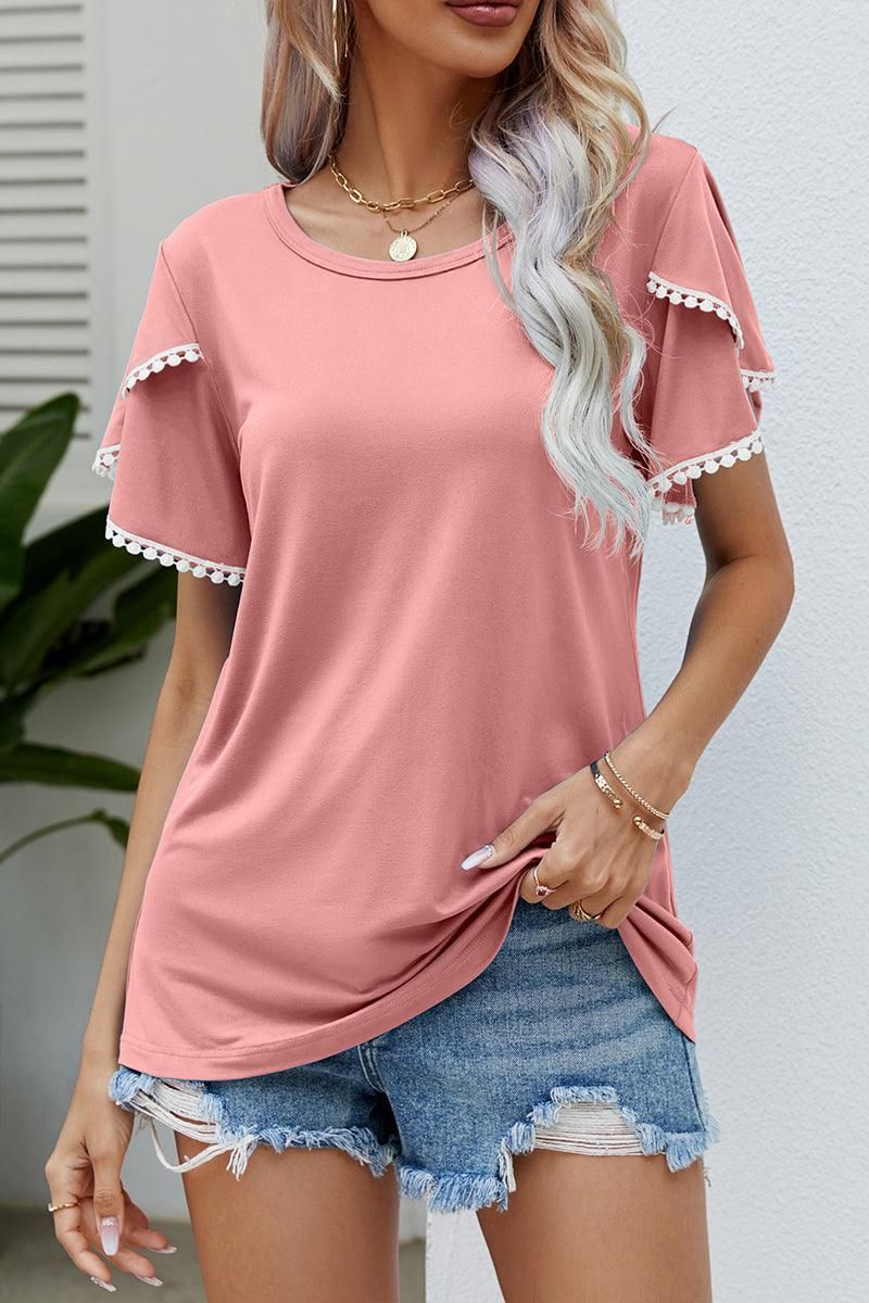 DOUBLE LAYERED SHORT SLEEVE CASUAL TOP - Doublju