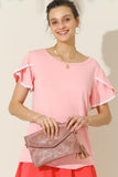 DOUBLE LAYERED SHORT SLEEVE CASUAL TOP - Doublju