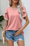 DOUBLE LAYERED SHORT SLEEVE CASUAL TOP - Doublju