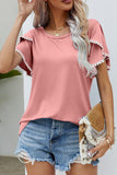 DOUBLE LAYERED SHORT SLEEVE CASUAL TOP - Doublju