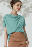 TULIP SHAPE LOUND NECK RUFFED LOOSE TOP - Doublju