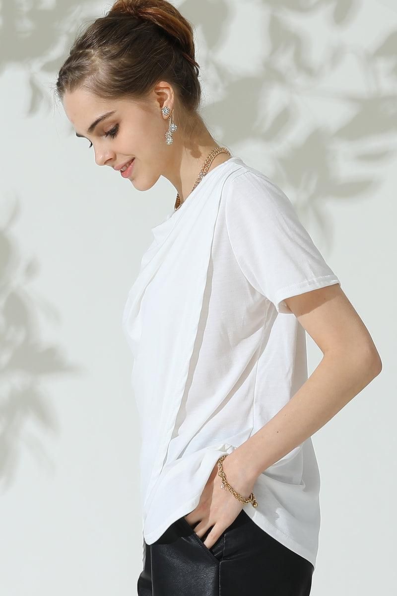 TULIP SHAPE LOUND NECK RUFFED LOOSE TOP - Doublju