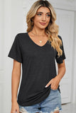BASIC V NECK LOOSE FIT TSHITRTS - Doublju