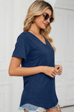 BASIC V NECK LOOSE FIT TSHITRTS - Doublju