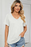 BASIC V NECK LOOSE FIT TSHITRTS - Doublju