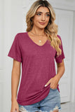 BASIC V NECK LOOSE FIT TSHITRTS - Doublju