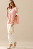 V NECK LOOSE CHIFFON RUFFLED TUNIC TOP - Doublju